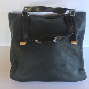 COLE HAAN Black lamb skin tote.